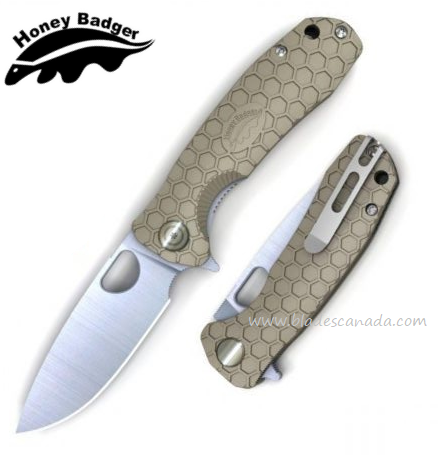 Honey Badger Large Flipper Folding Knife, FRN Tan, HB1002